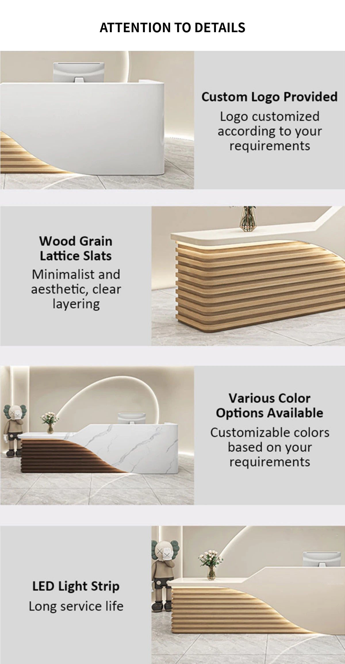 Curved Reception Desk 47-134 in Wide for Salon — Detail image 4