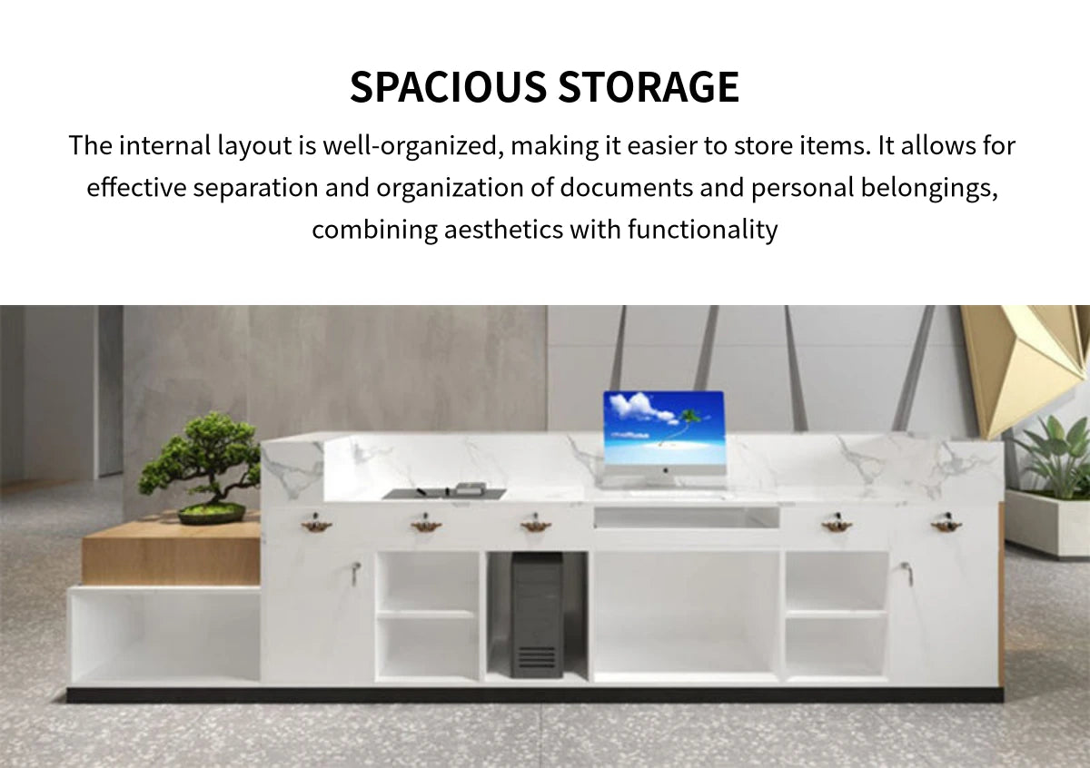 Retail Reception Desk 47-150 in Wide with File Drawers & LED Lighting for Retail — Detail image 7
