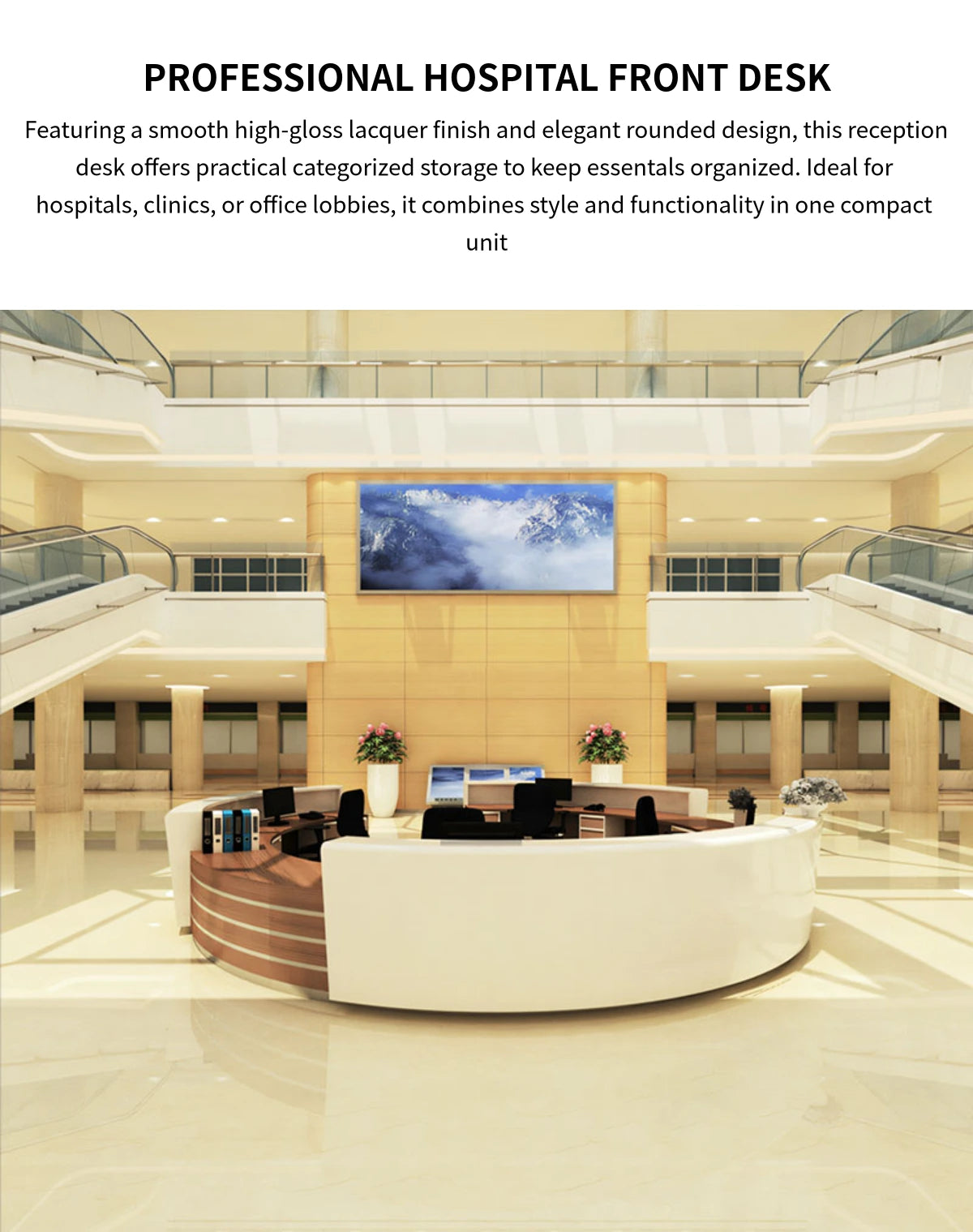 Curved Reception Desk 39-118 in Wide for Clinic — Detail image 1