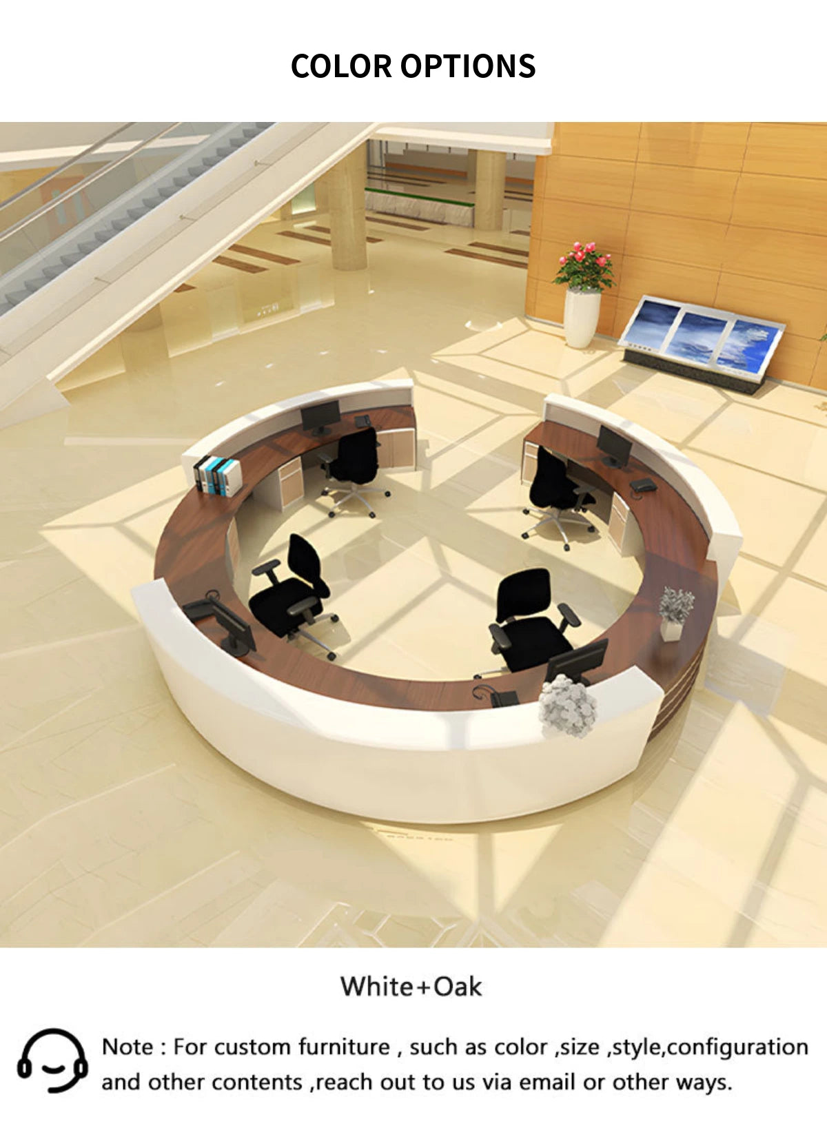 Curved Reception Desk 39-118 in Wide for Clinic — Detail image 7