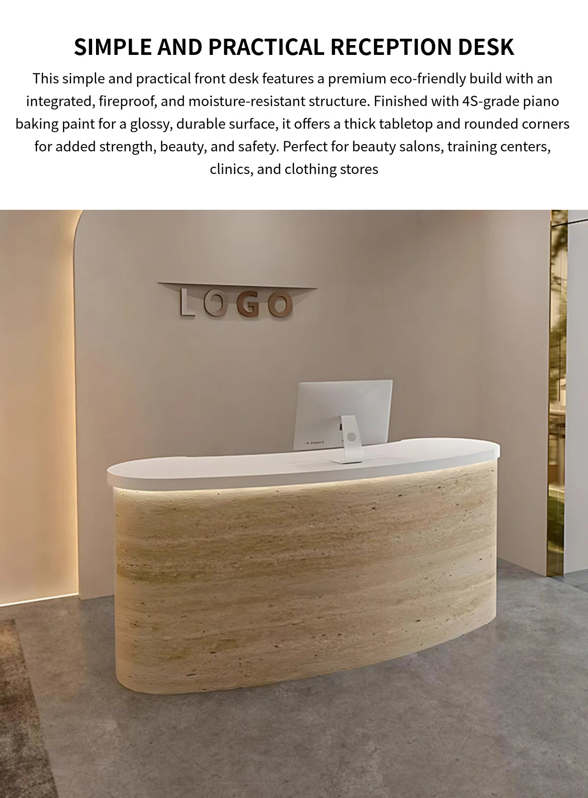 Curved Reception Desk for Salon — Detail image 1
