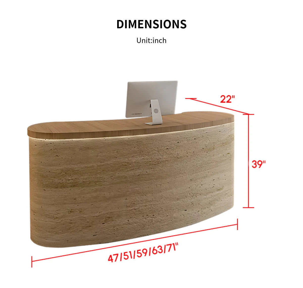 Curved Reception Desk for Salon — Detail image 9