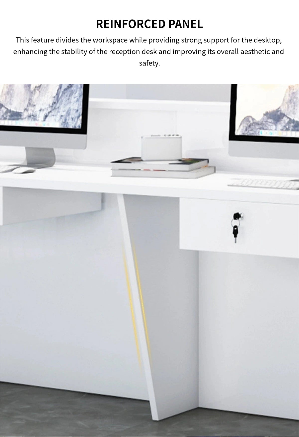 Salon Reception Desk 47-142 in Wide with Cable Management, Keyboard Tray & Lockable — Detail image 6