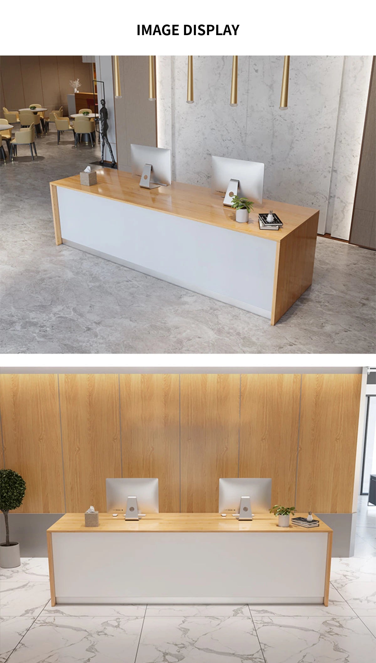 Rectangular Reception Desk 47-94 in Wide with File Drawers, Keyboard Tray & Lockable — Detail image 11