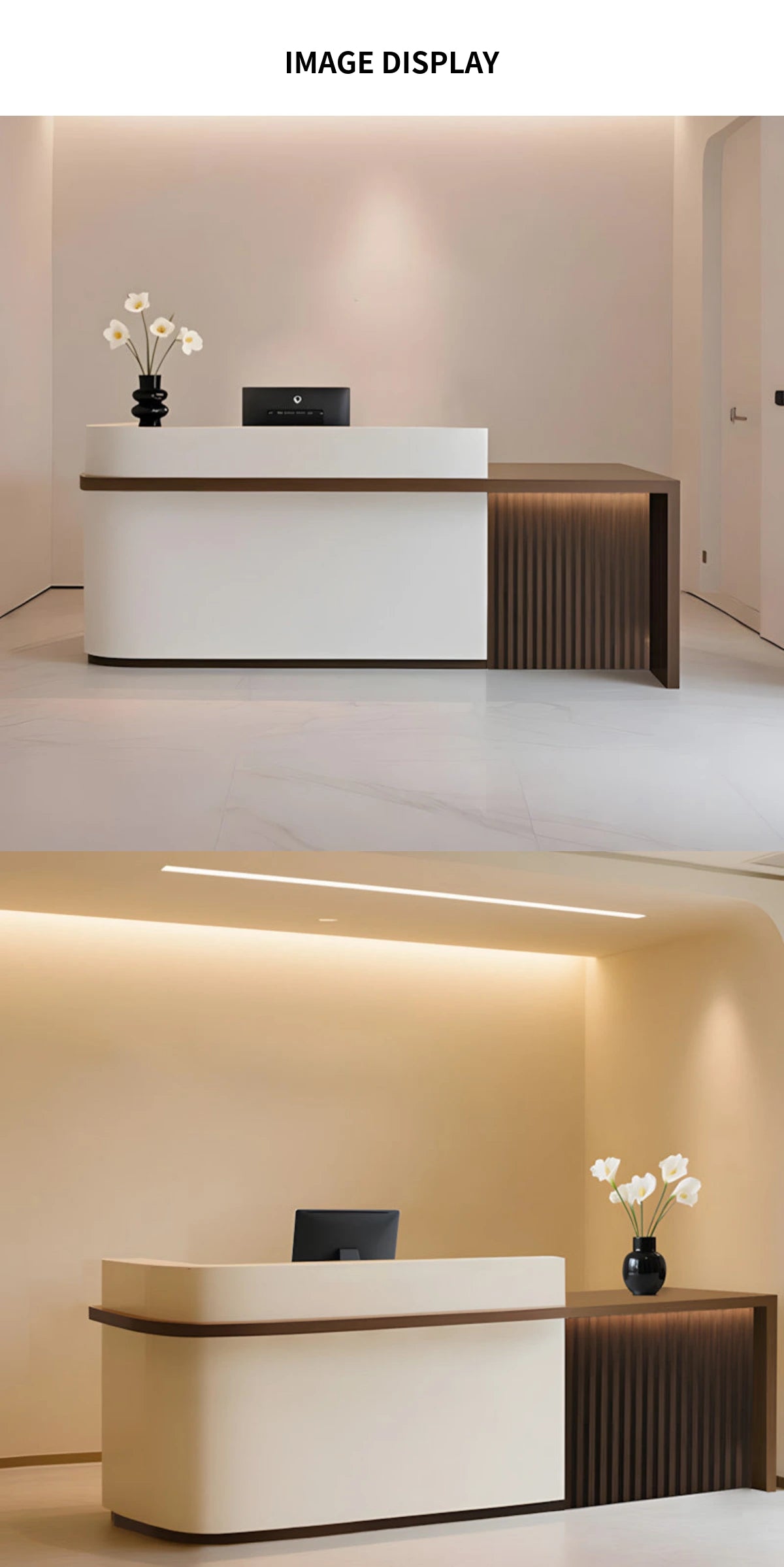 Curved Reception Desk 47-157 in Wide with Transaction Counter for Salon — Detail image 9