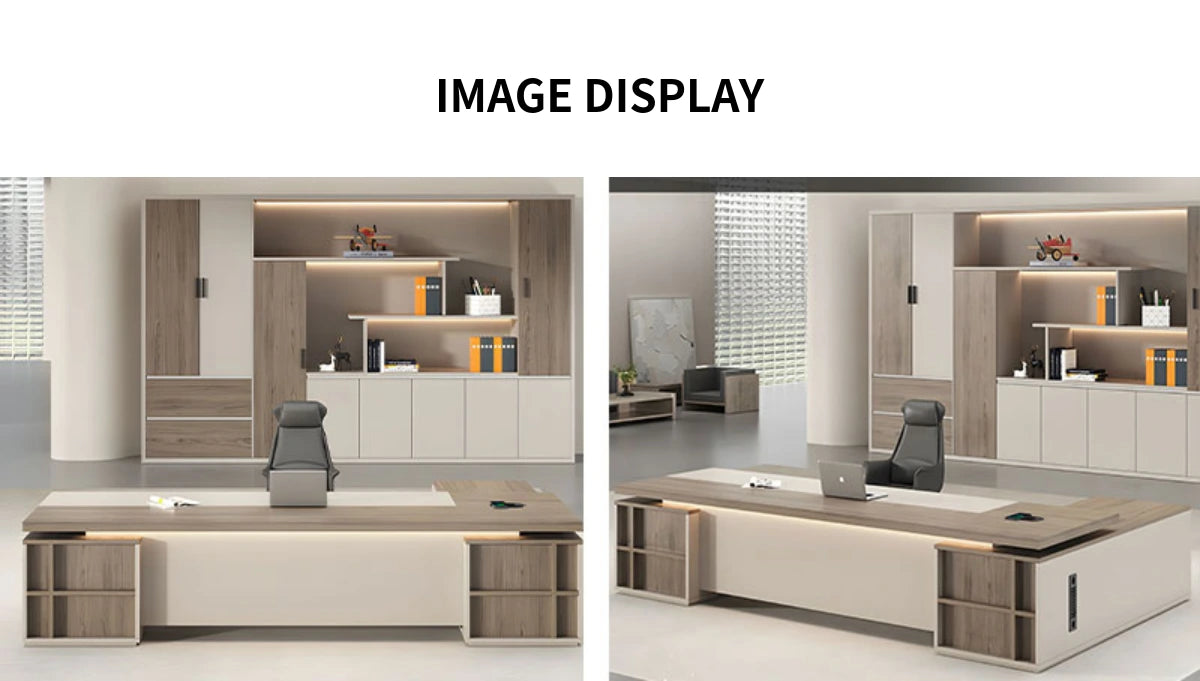 Modern Executive Desk with Cable Management, Dual-Tone & Wireless Charging for Home Office — Detail image 9