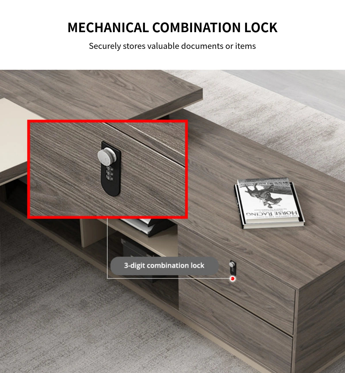L-Shaped Executive Desk with Cable Management, Dual-Tone & Side Storage for Home Office — Detail image 5