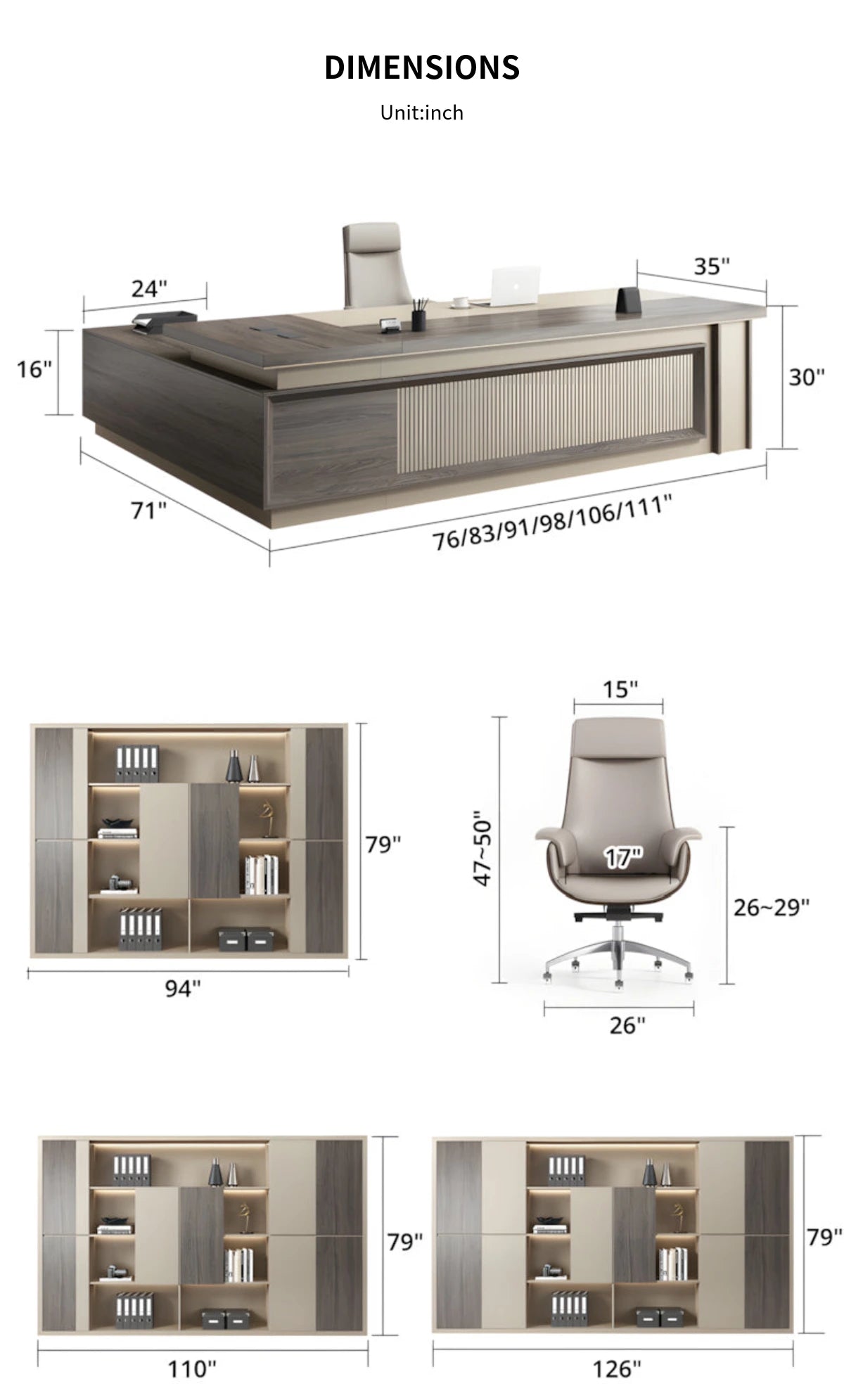 L-Shaped Executive Desk with Cable Management, Dual-Tone & Side Storage for Home Office — Detail image 12