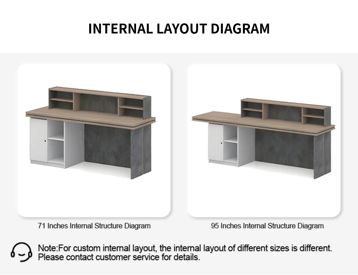 Modern Reception Desk 71-94 in Wide with Lockable & LED Lighting for Hotel Lobby — Detail image 8