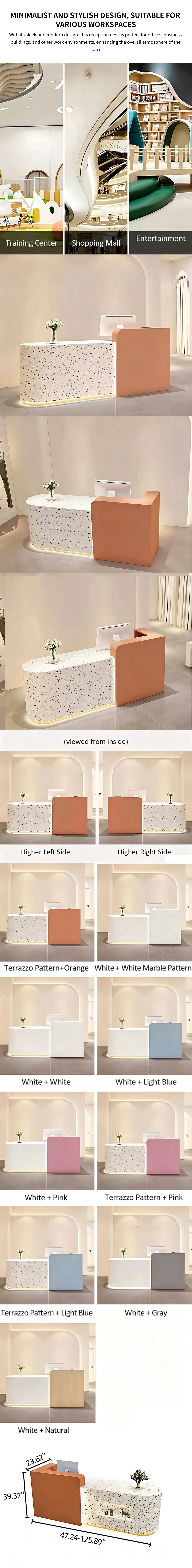 Curved Reception Desk with Dual-Tone, Keyboard Tray & File Drawers for Office Lobby — Detail image 7