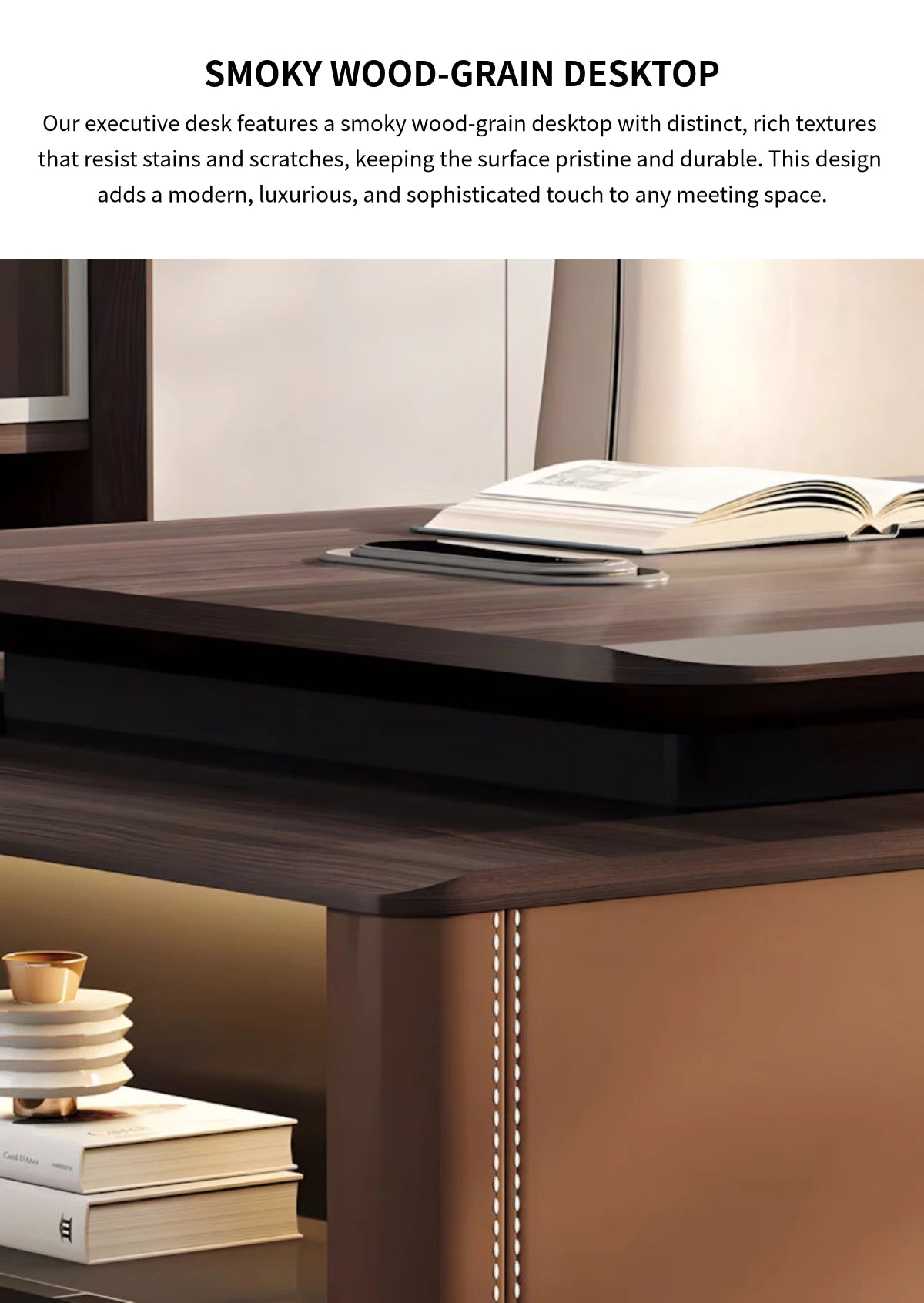 L-Shaped Executive Desk with Side Storage, Cable Management & Lockable for Home Office — Detail image 3