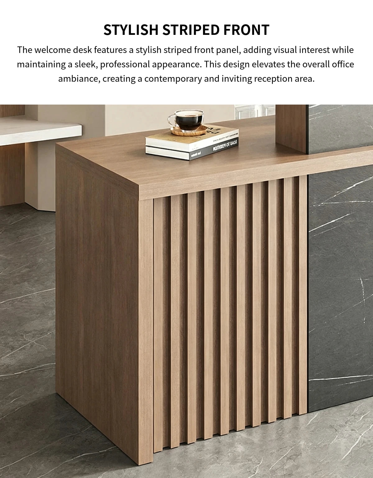 Salon Reception Desk 71-94 in Wide with Cable Management, Lockable & Lumbar Support — Detail image 5