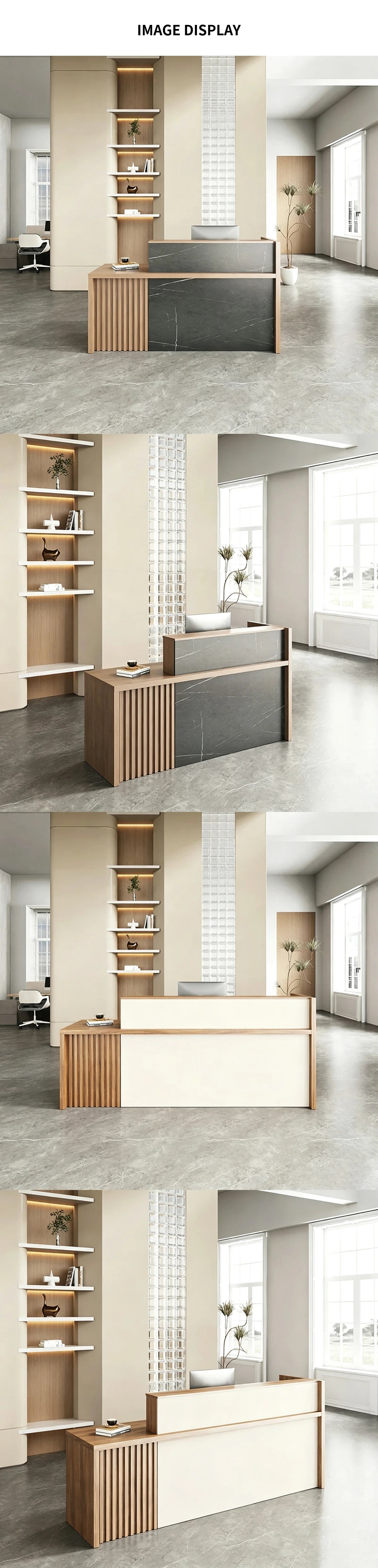 Salon Reception Desk 71-94 in Wide with Cable Management, Lockable & Lumbar Support — Detail image 11