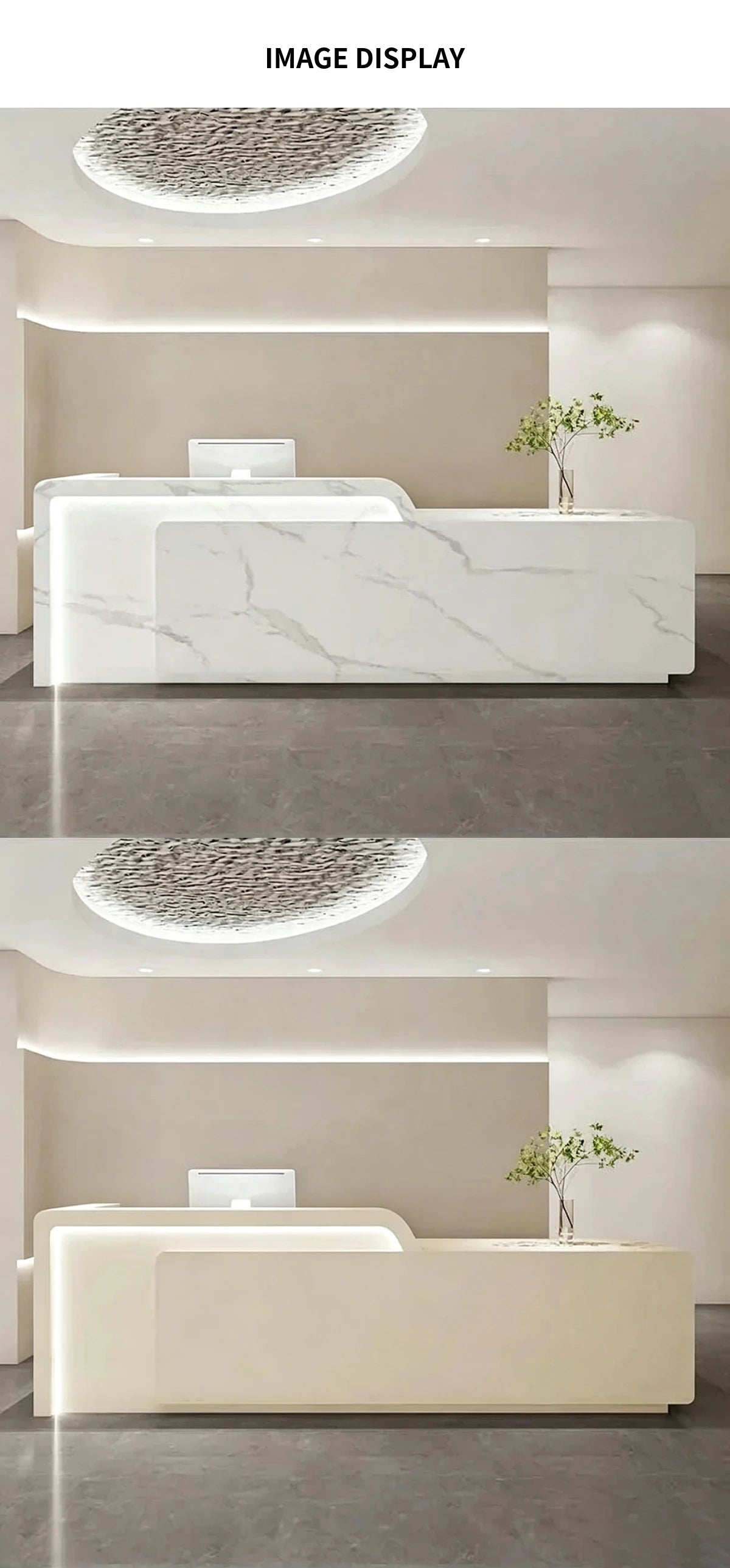 Curved Reception Desk 47-165 in Wide with LED Lighting, Lockable & File Drawers for Salon — Detail image 5