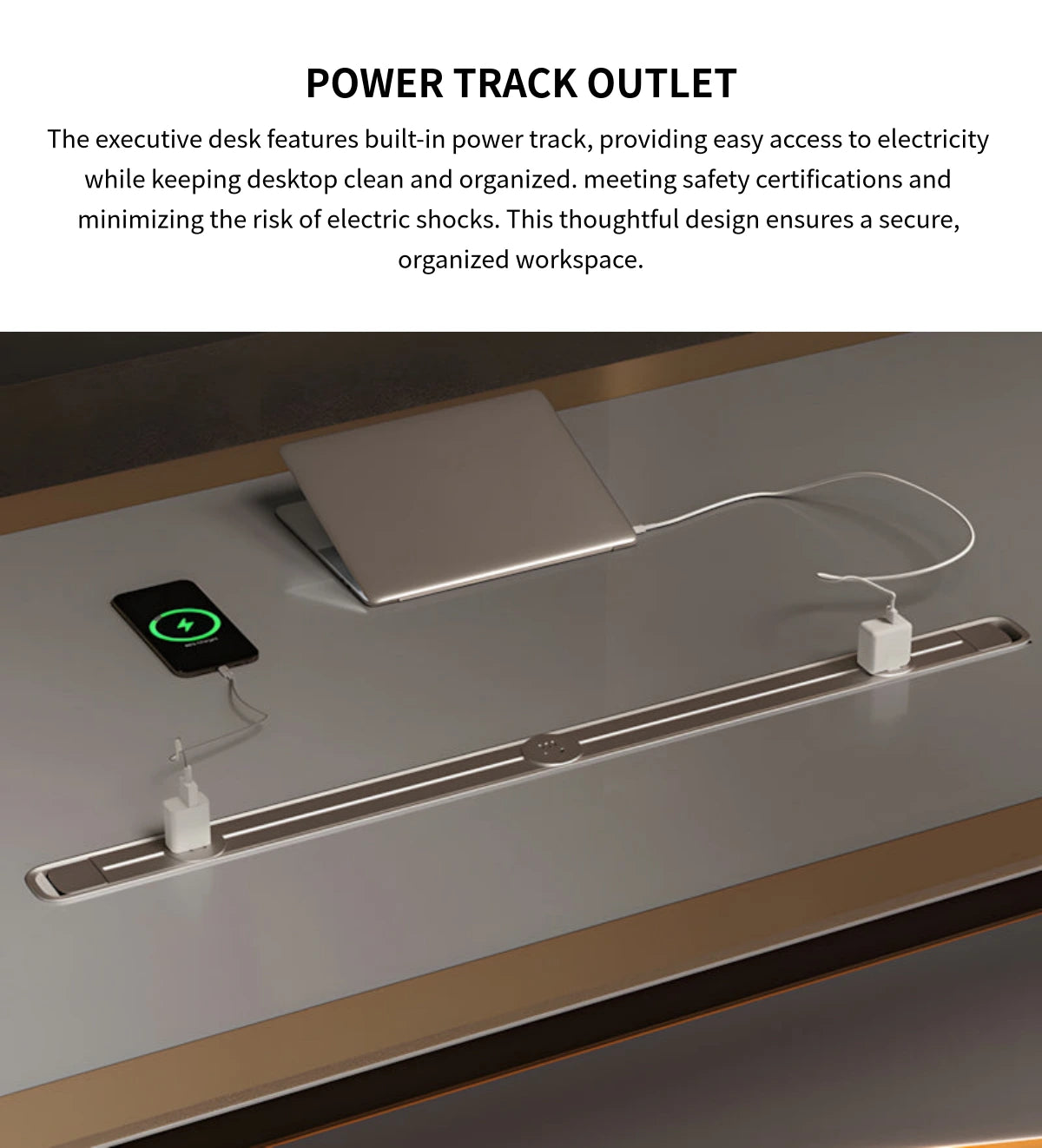 L-Shaped Executive Desk with Lockable, Cable Management & LED Lighting for Home Office — Detail image 10