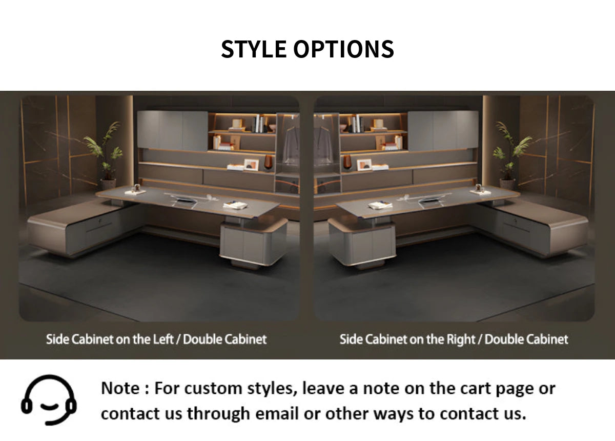 L-Shaped Executive Desk with Lockable, Cable Management & LED Lighting for Home Office — Detail image 16