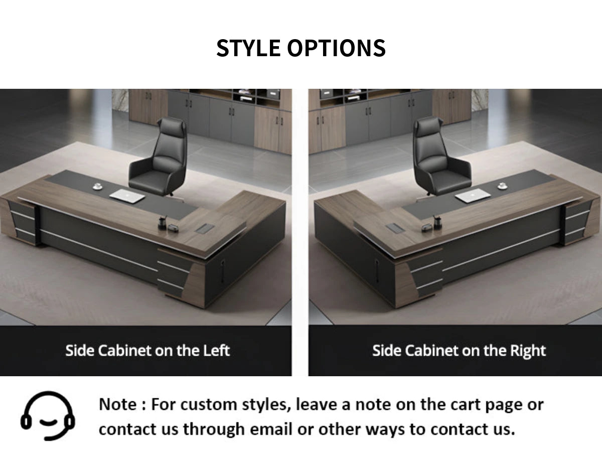 L-Shaped Executive Desk with Lockable, Side Storage & File Drawers for Home Office — Detail image 10