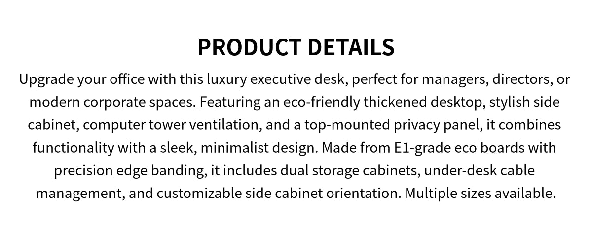 Modern Executive Desk with Cable Management, Side Storage & Lumbar Support for Home Office — Detail image 1