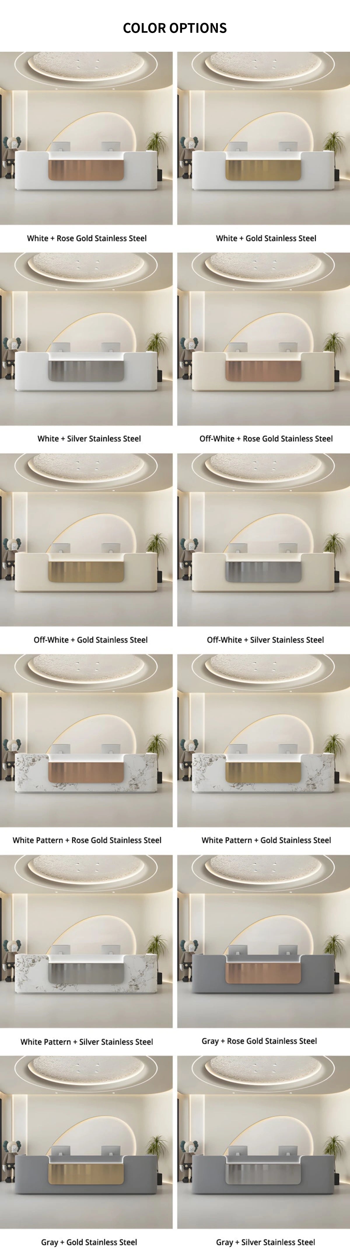 Modern Reception Desk 63-150 in Wide with File Drawers for Office Lobby — Detail image 7