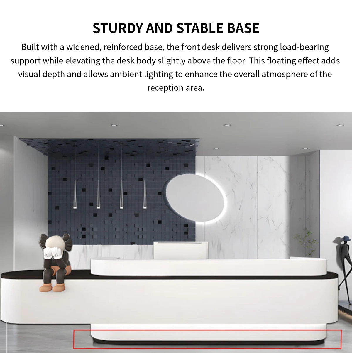 Curved Reception Desk 71-197 in Wide for Salon — Detail image 5
