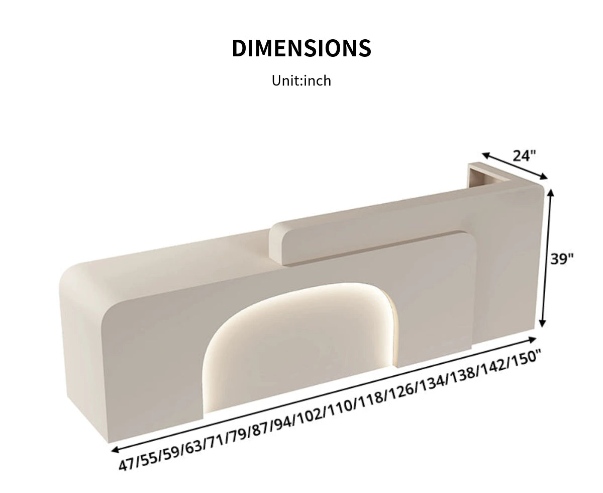 Curved Reception Desk 47-150 in Wide with LED Lighting, Keyboard Tray & File Drawers — Detail image 11