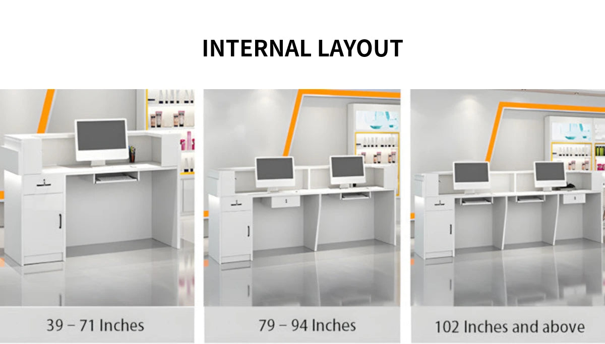 Curved Reception Desk 39-181 in Wide with Dual-Tone, Lockable & File Drawers for Retail — Detail image 10