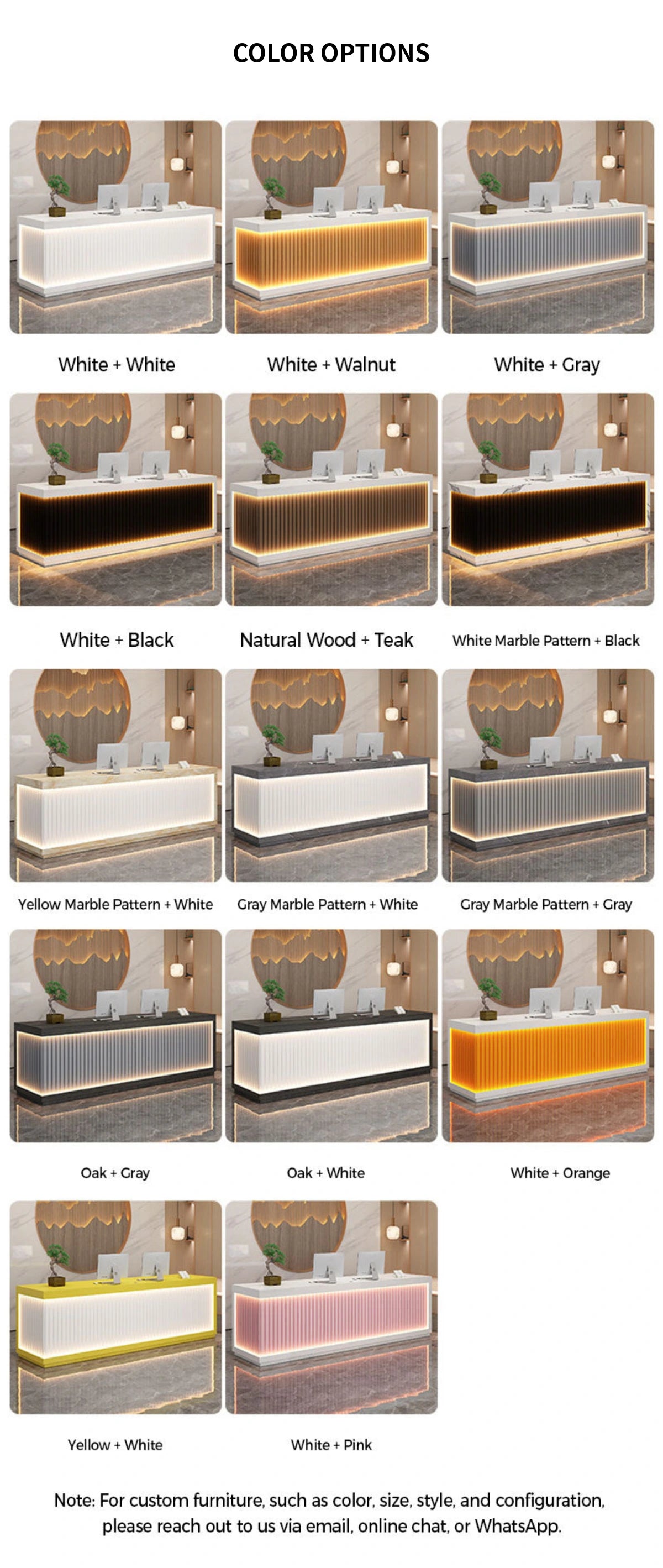 Salon Reception Desk 47-157 in Wide with LED Lighting & Lockable for Salon — Detail image 9
