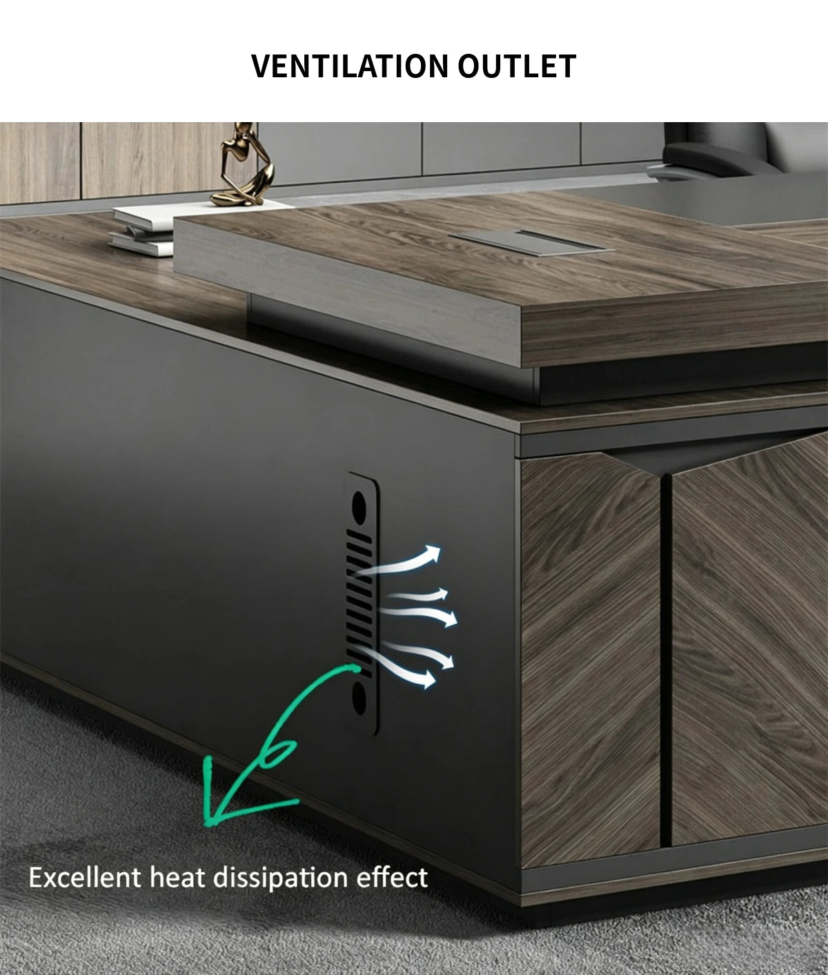 Modern Executive Desk 63-126 in Wide with Lockable & Lumbar Support for Home Office — Detail image 7