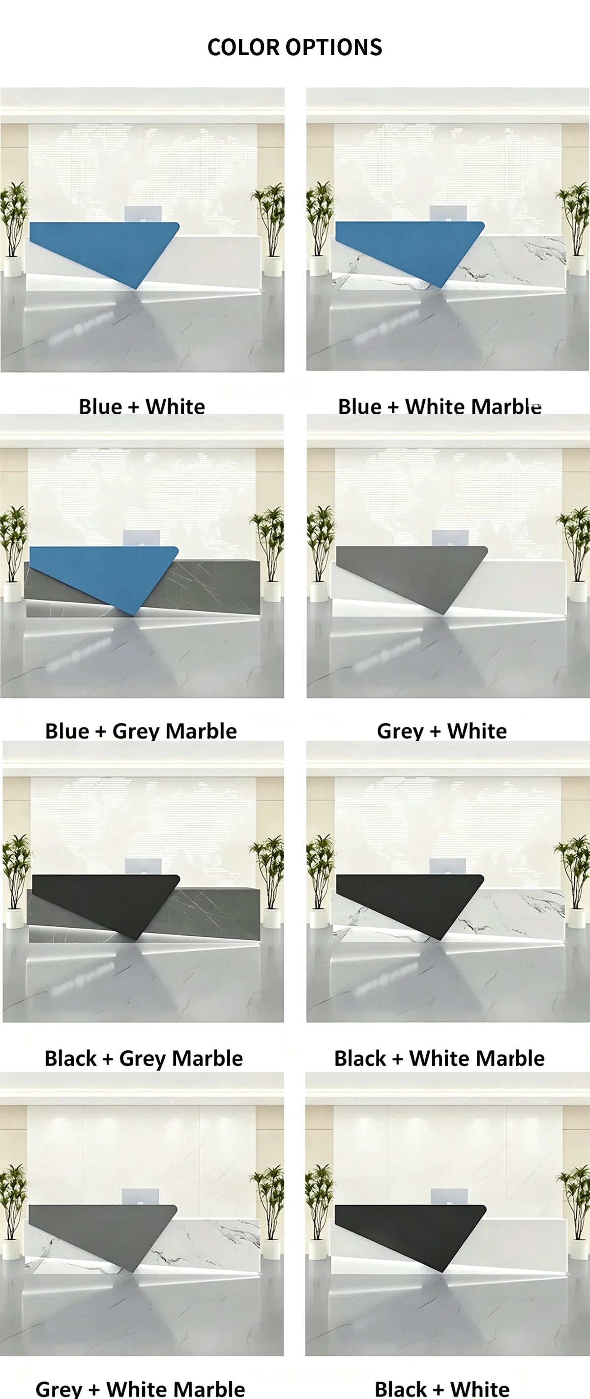 Modern Reception Desk with Dual-Tone, File Drawers & LED Lighting for Hotel Lobby — Detail image 7