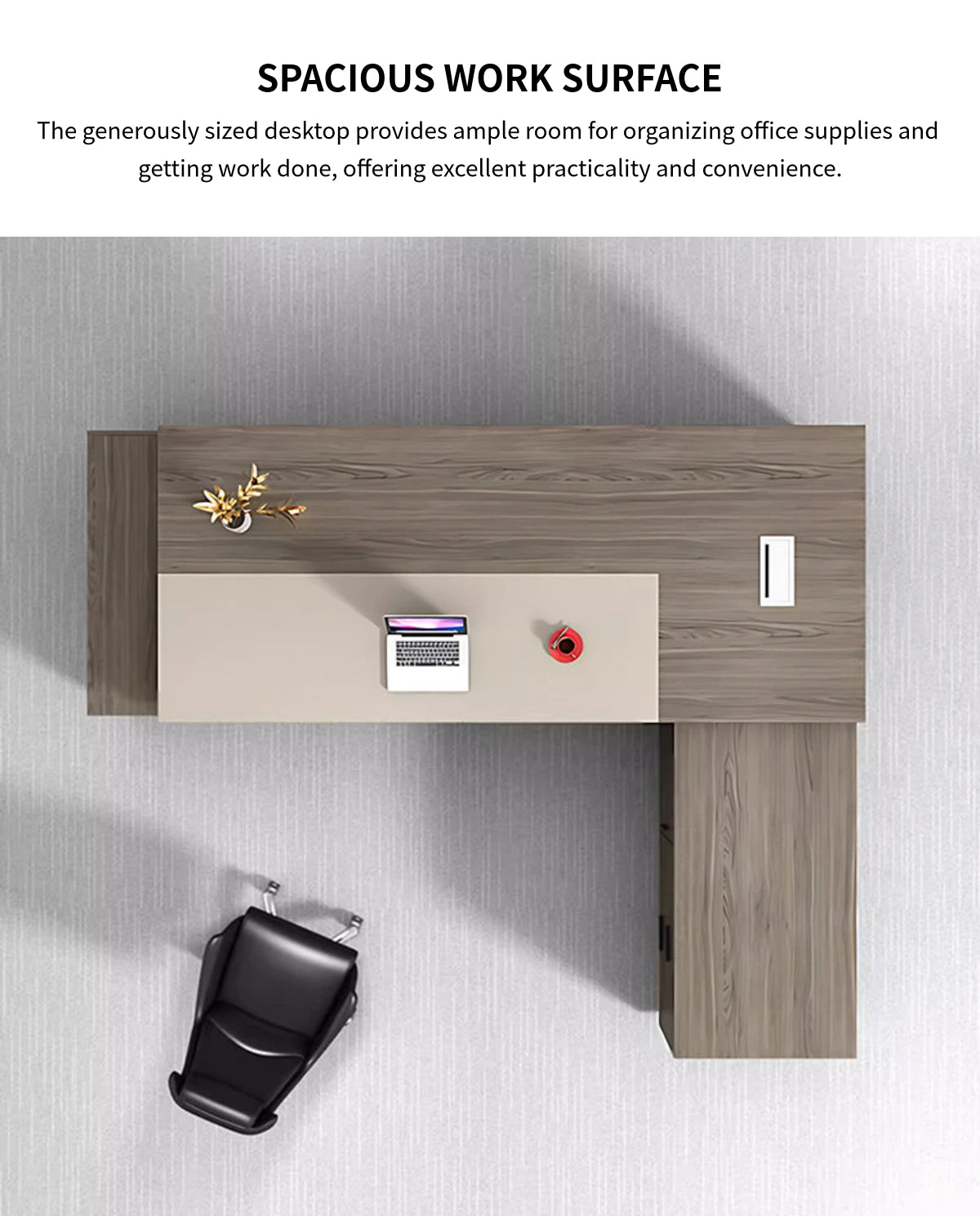 Modern Executive Desk with File Drawers, Side Storage & Lockable for Home Office — Detail image 5