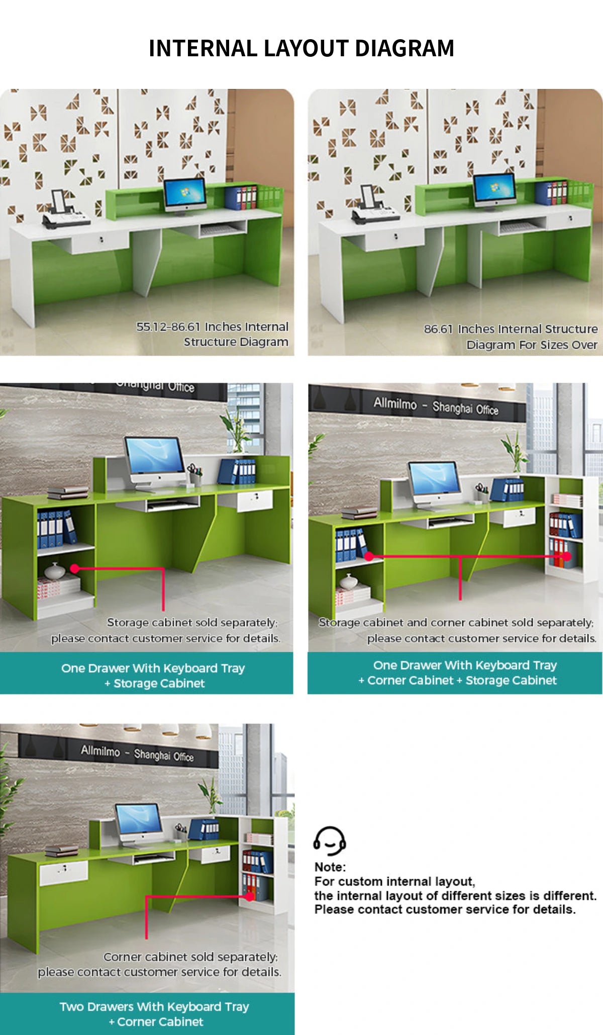 Salon Reception Desk 47-177 in Wide with Dual-Tone, Keyboard Tray & Lockable for Salon — Detail image 7