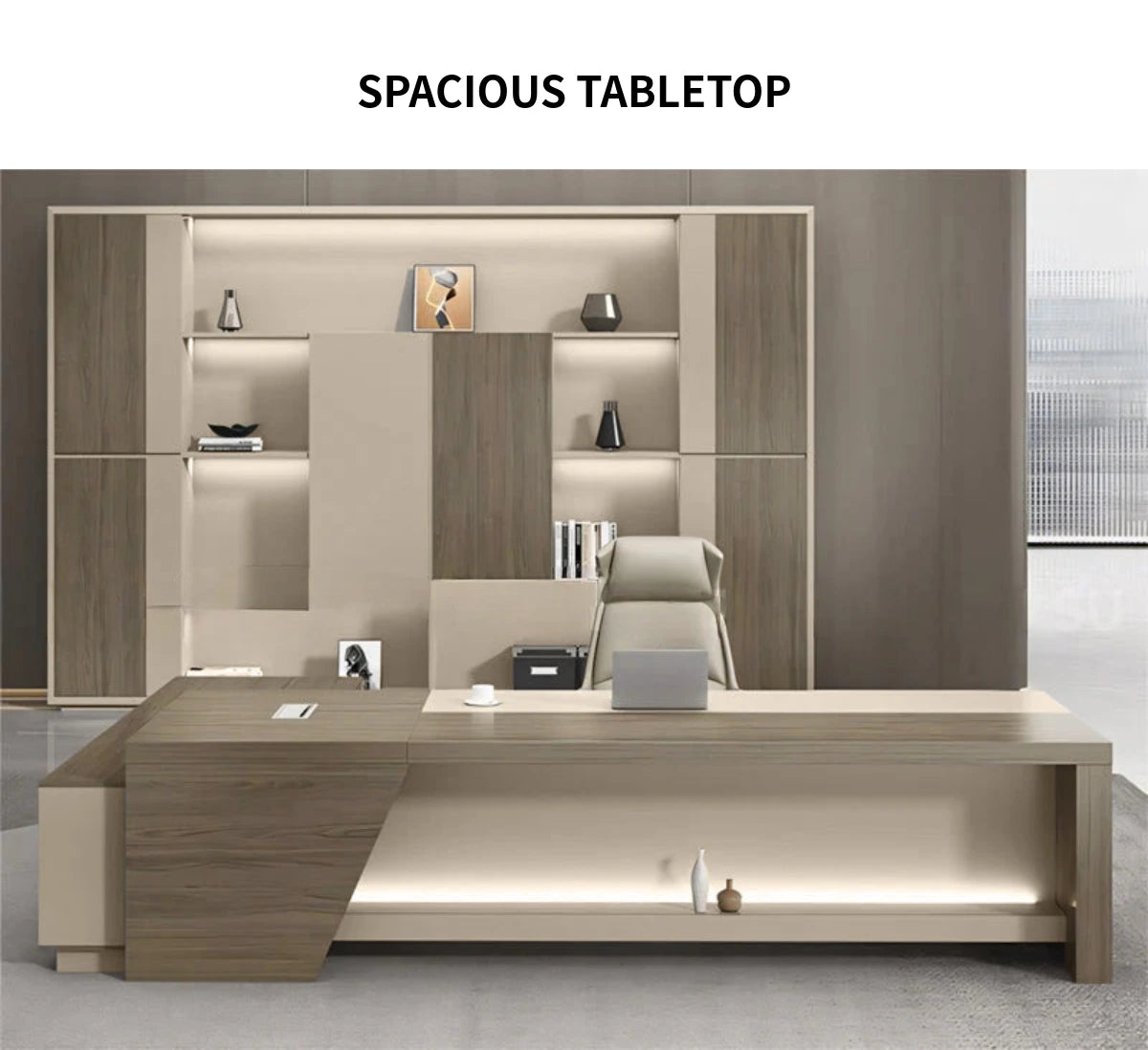 Modern Executive Desk 71-126 in Wide with Side Storage & Lockable for Home Office — Detail image 1