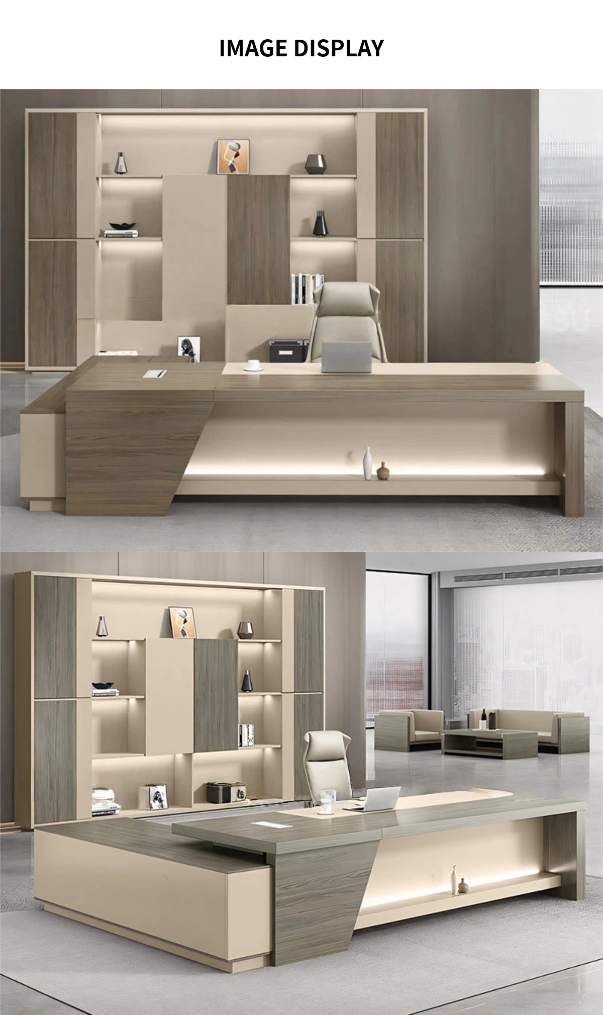 Modern Executive Desk 71-126 in Wide with Side Storage & Lockable for Home Office — Detail image 9