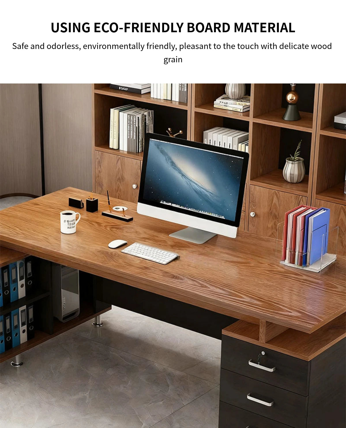 Modern Executive Desk with Side Storage & Lumbar Support for Home Office — Detail image 2