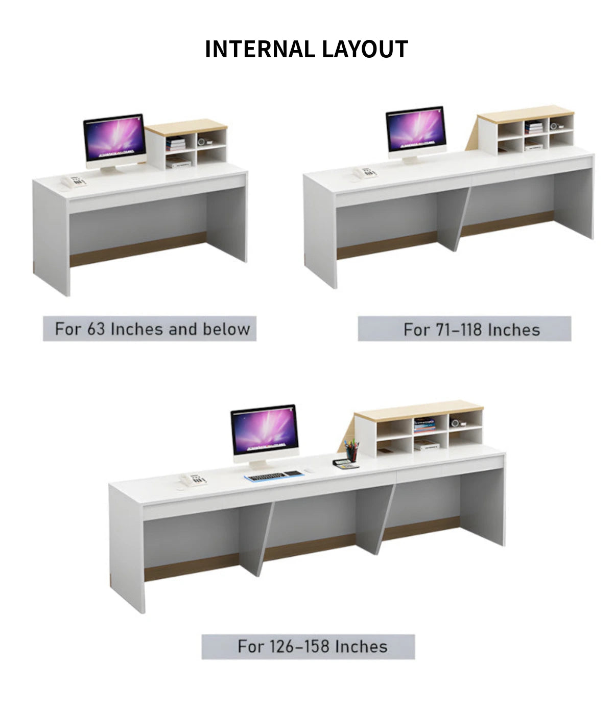 Modern Reception Desk with Dual-Tone, Solid Wood & File Drawers for Office Lobby — Detail image 7