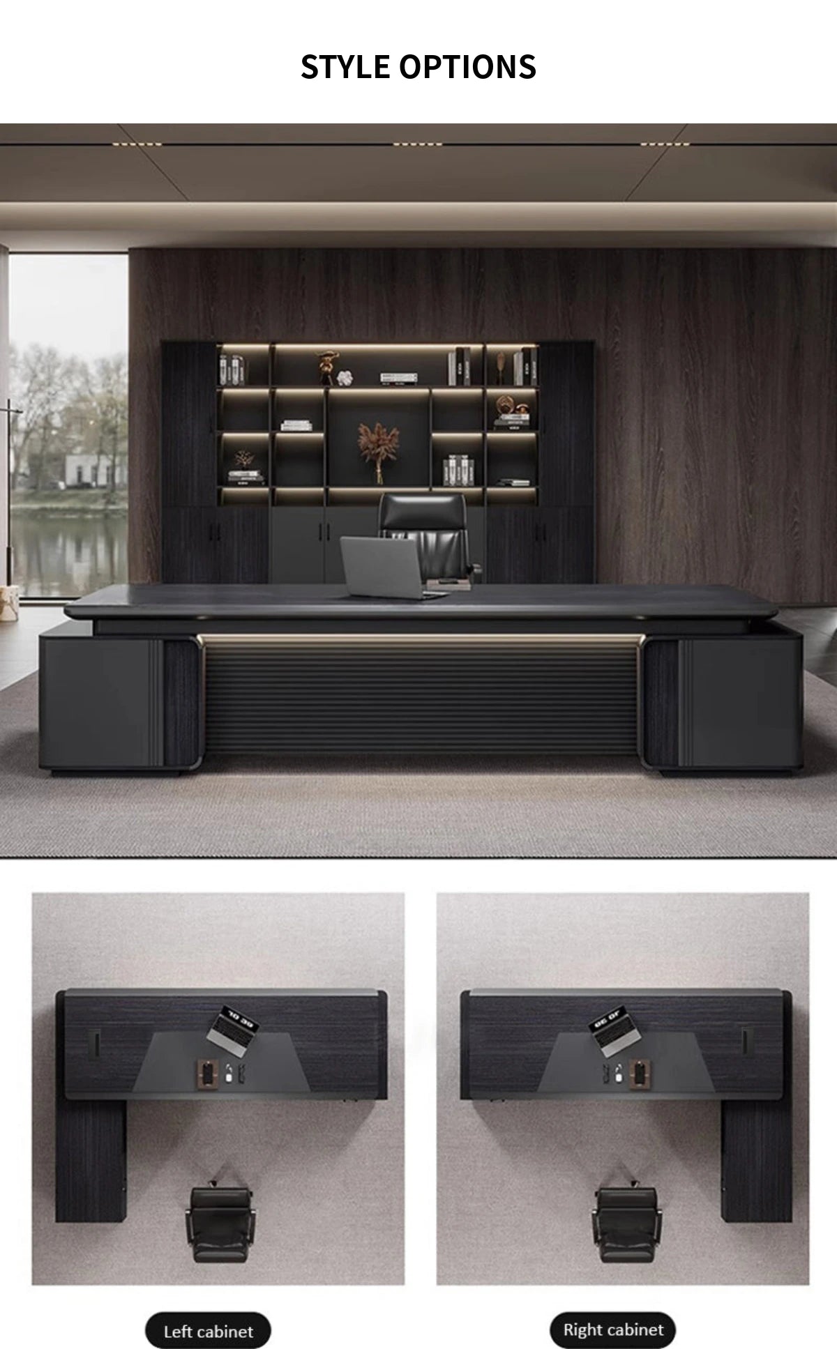 Modern Executive Desk with Curved, Cable Management & Lockable for Home Office — Detail image 11