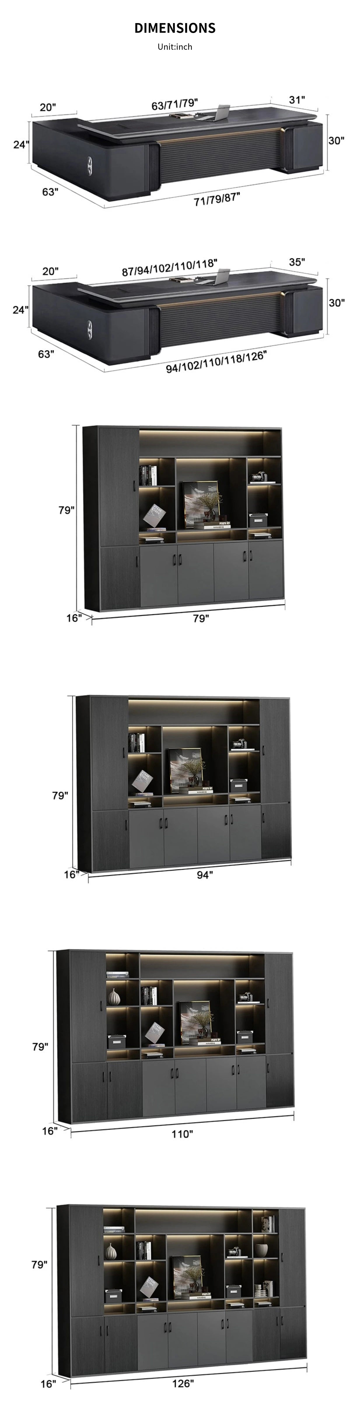 Modern Executive Desk with Curved, Cable Management & Lockable for Home Office — Detail image 13