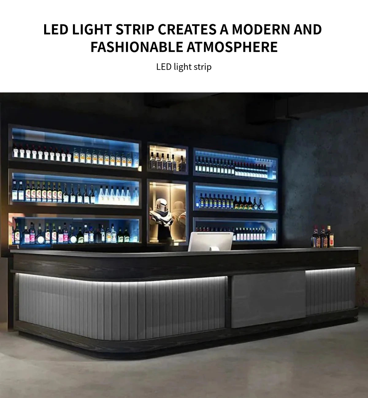 Modern Reception Desk 47-118 in Wide with LED Lighting & Lumbar Support for Office Lobby — Detail image 2
