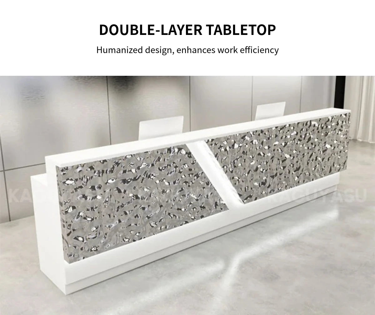 Modern Reception Desk with Stainless Steel, Lumbar Support & Transaction Counter — Detail image 3