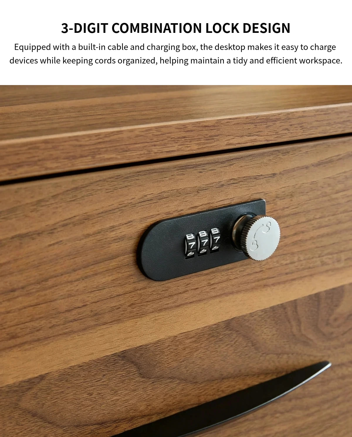 L-Shaped Executive Desk with Side Storage, Built-In Outlets & LED Lighting for Home Office — Detail image 4