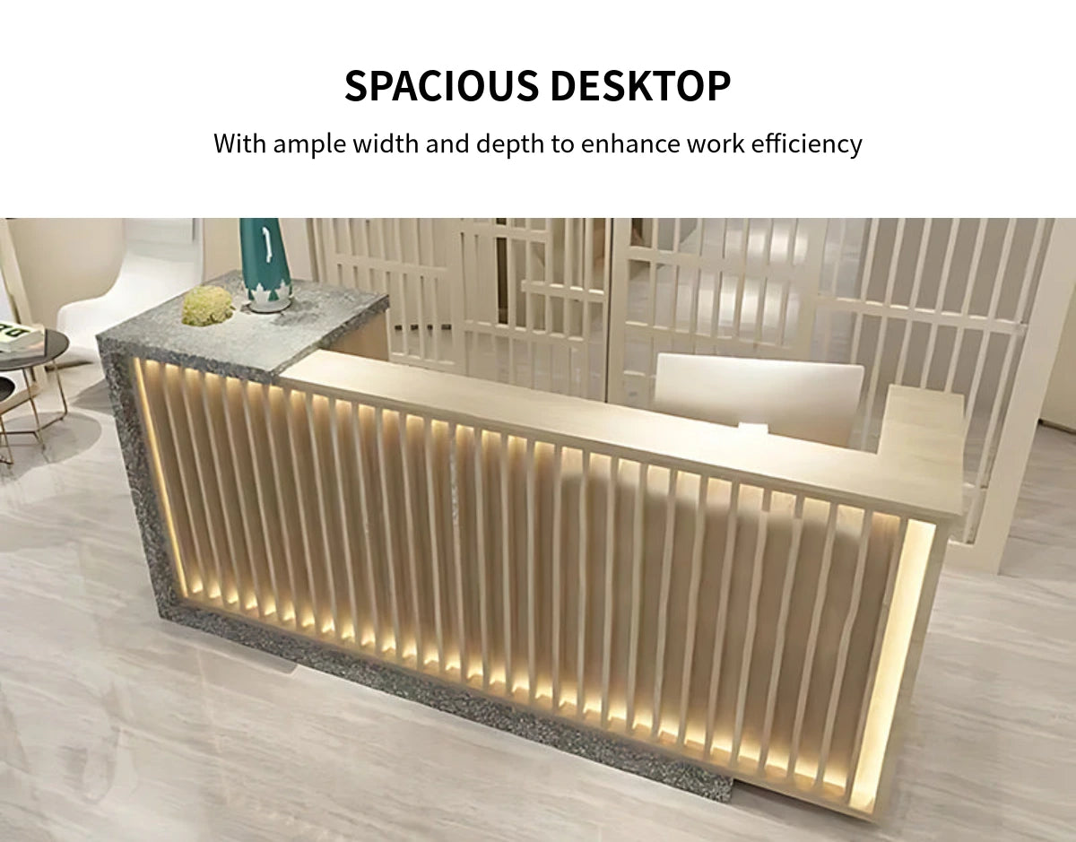 Curved Reception Desk 39-118 in Wide with Fluted Front & Lumbar Support for Office Lobby — Detail image 4