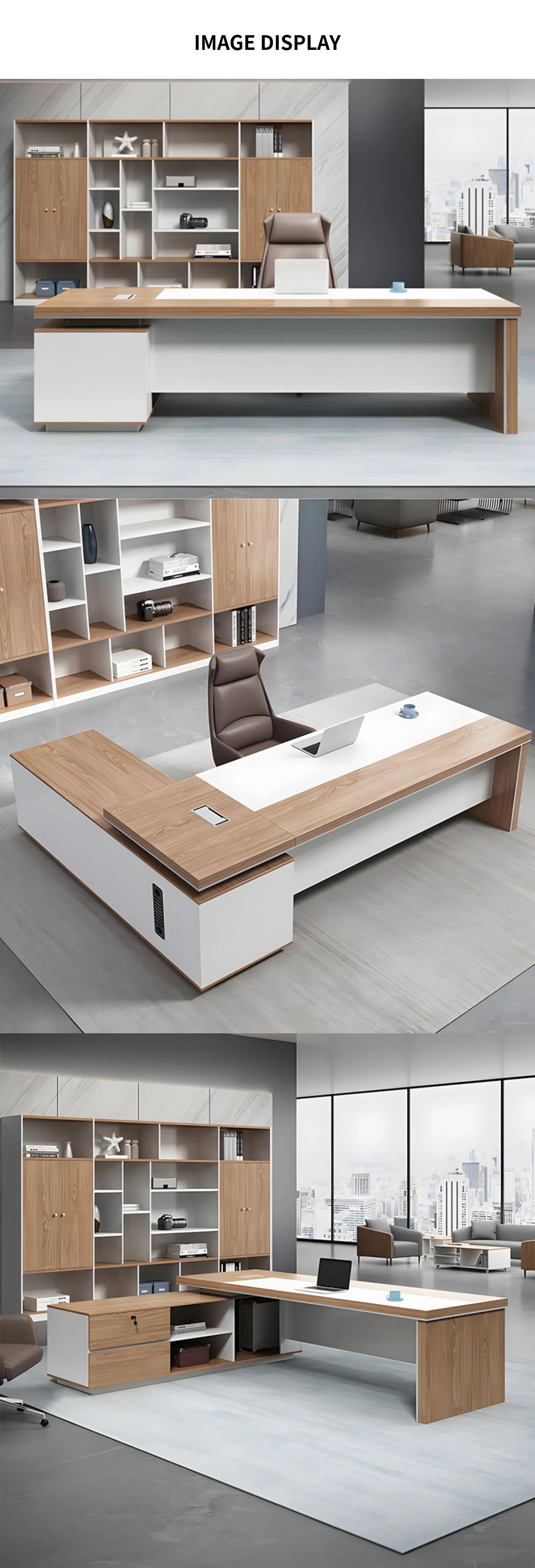 Modern Executive Desk with Dual-Tone, Cable Management & Side Storage for Home Office — Detail image 11