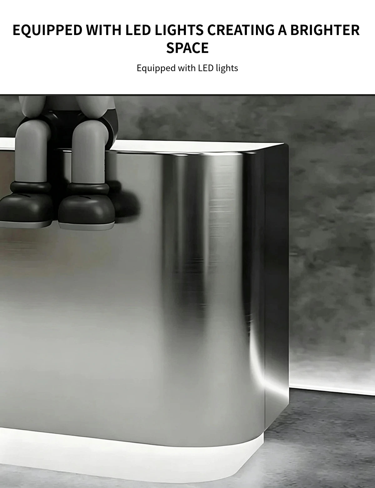 Retail Reception Desk 31-87 in Wide with Stainless Steel, LED Lighting & File Drawers — Detail image 2