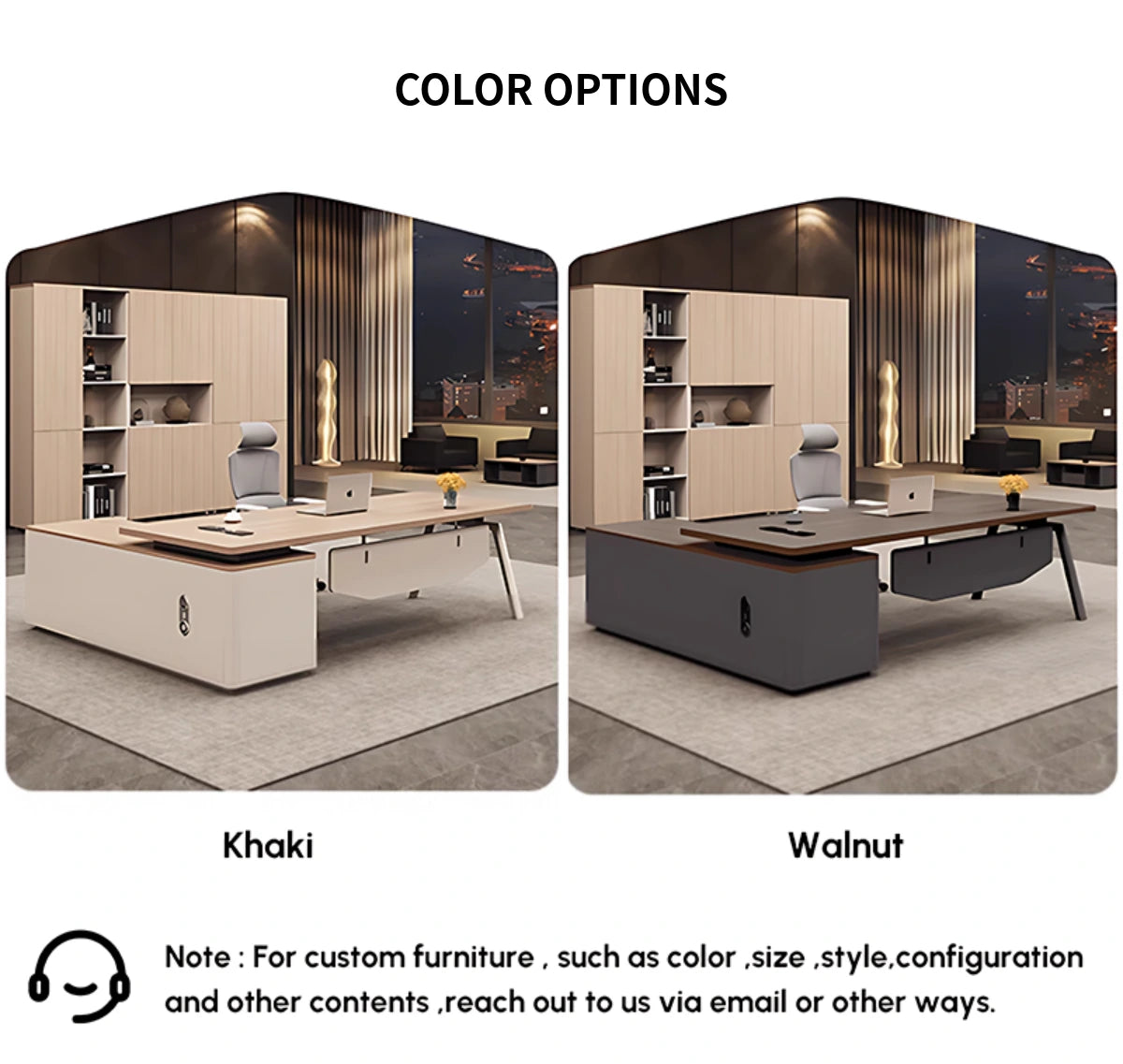 Modern Executive Desk 55-94 in Wide with Cable Management, Side Storage & Built-In Outlets — Detail image 12