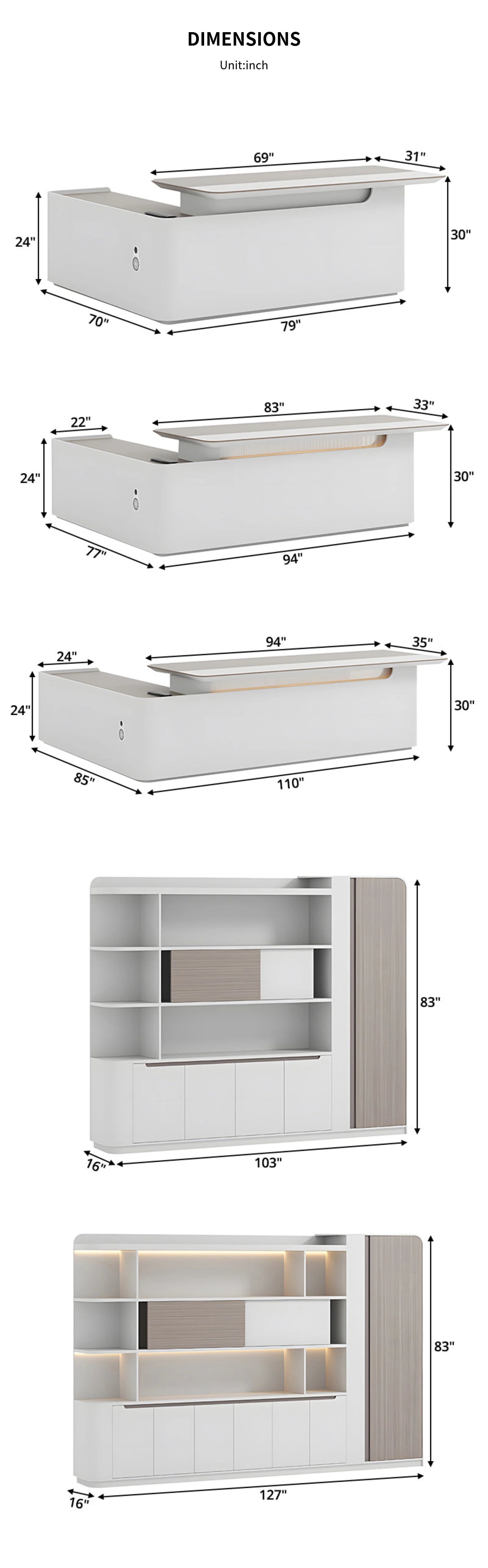 L-Shaped Executive Desk with Cable Management, Dual-Tone & LED Lighting for Home Office — Detail image 9