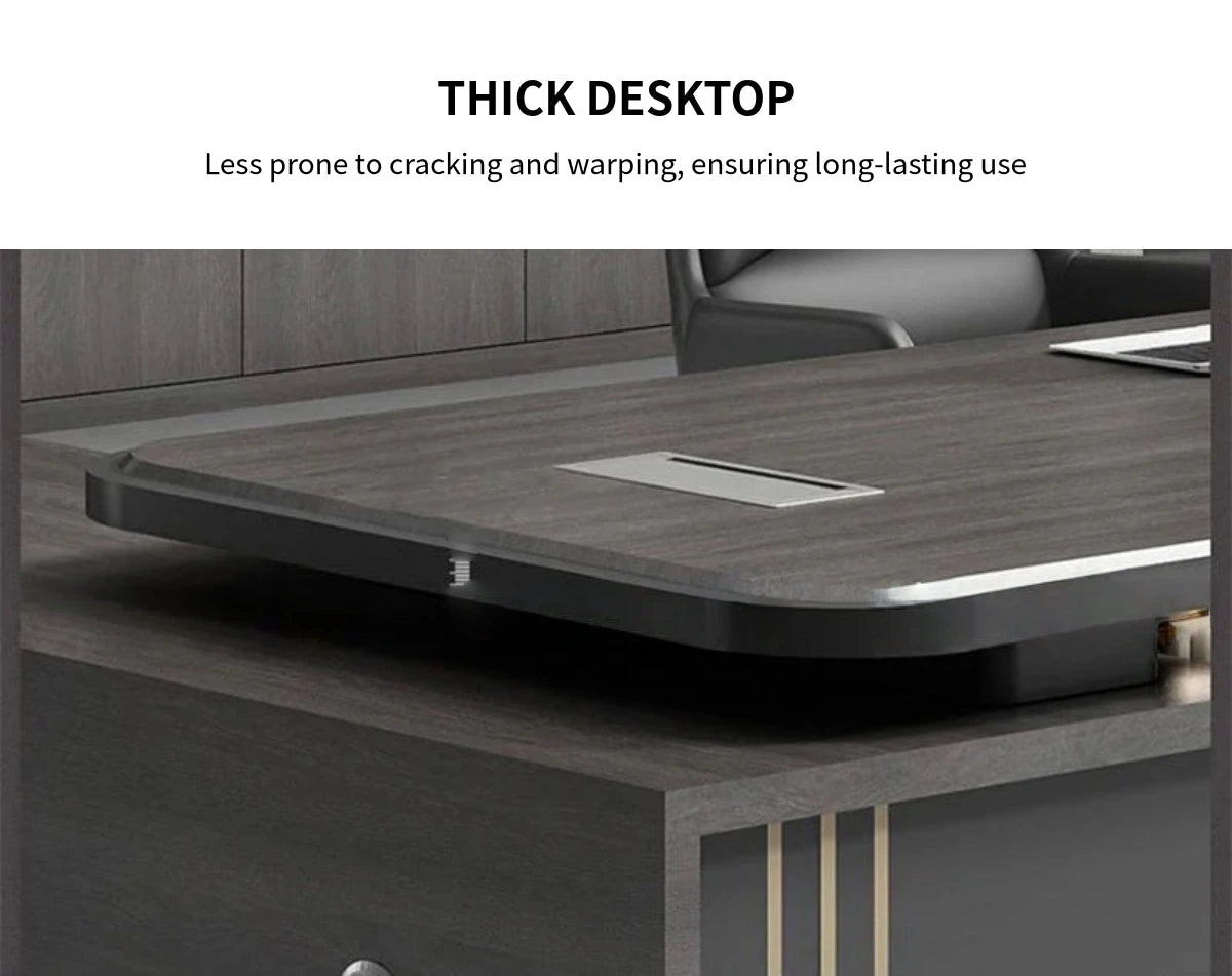 Modern Executive Desk 21-126 in Wide with Side Storage & Walnut for Home Office — Detail image 2