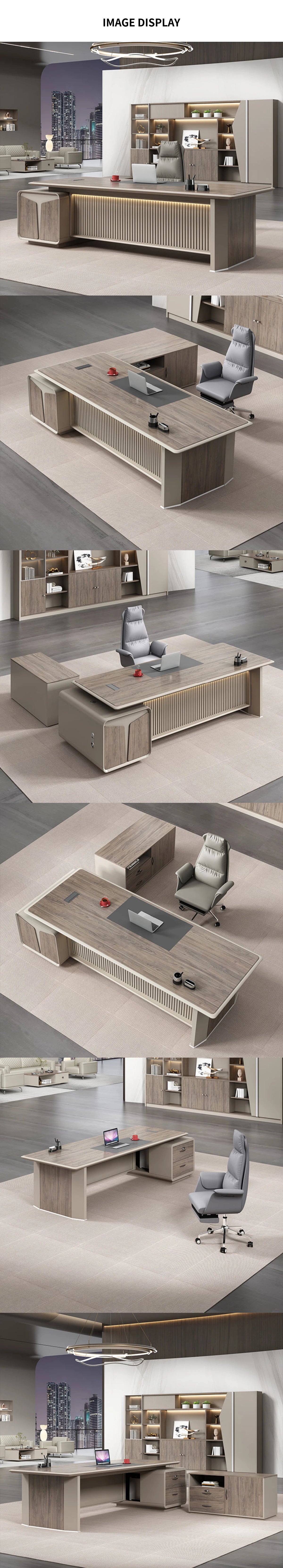 Modern Executive Desk with Curved, Cable Management & Side Storage for Home Office — Detail image 12