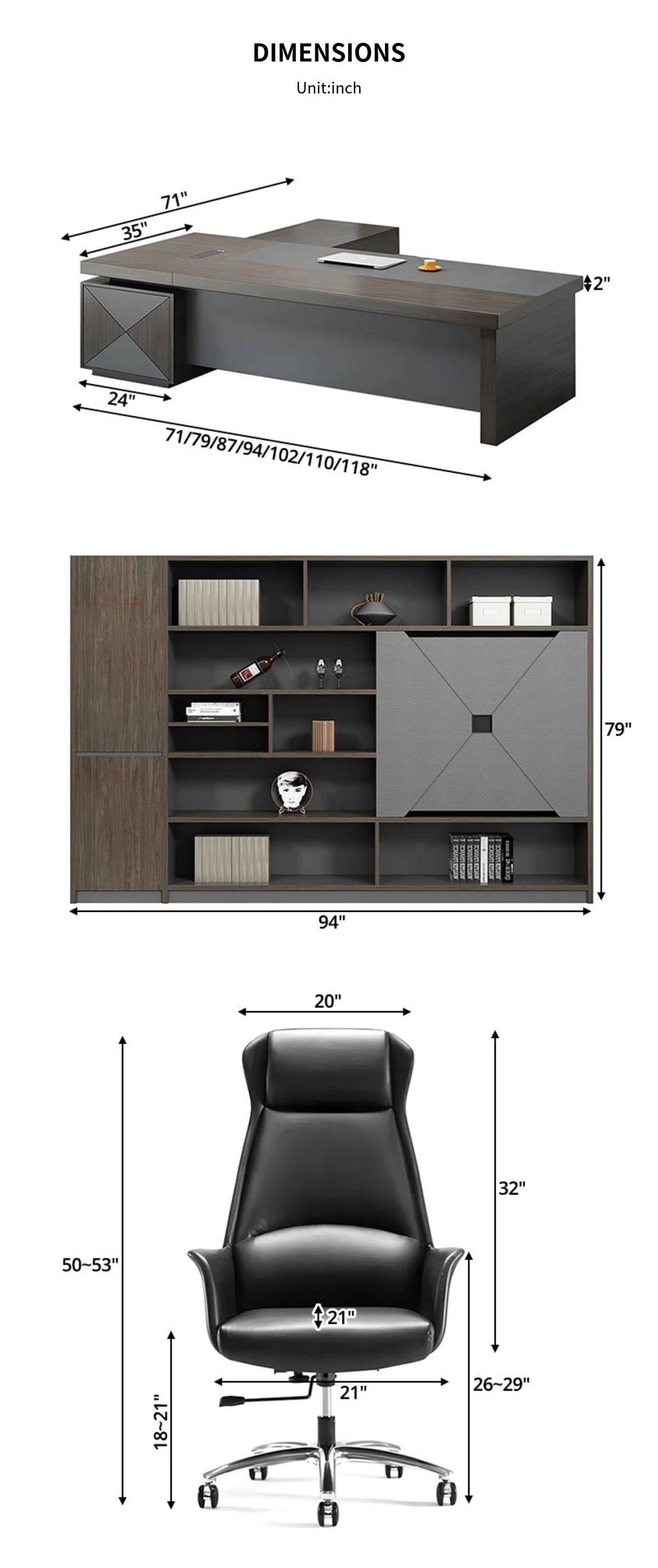 Modern Executive Desk with Cable Management, Side Storage & Walnut for Home Office — Detail image 13