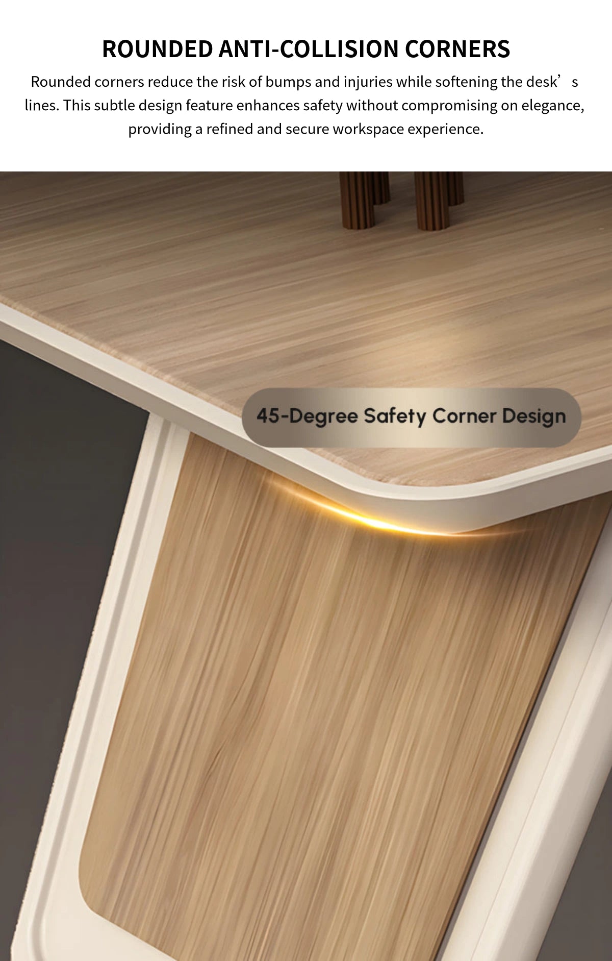 Modern Executive Desk with Cable Management, Wireless Charging & Curved for Home Office — Detail image 6
