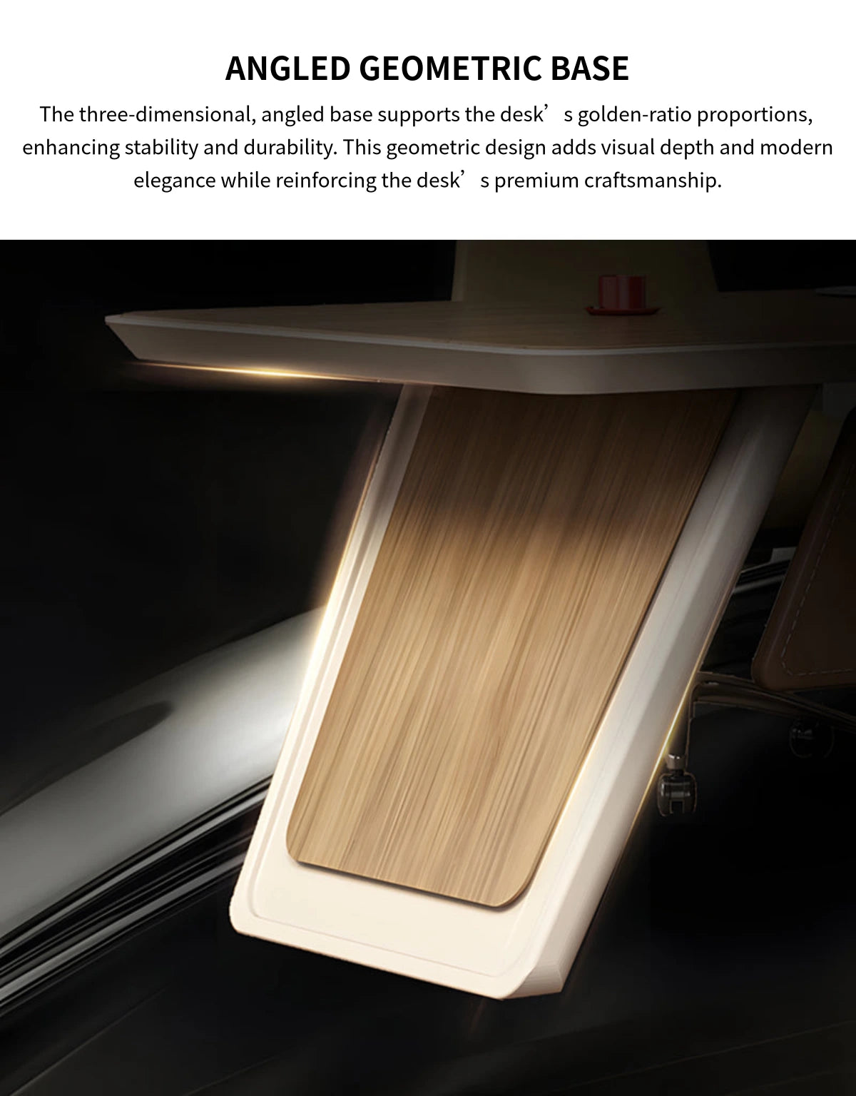 Modern Executive Desk with Cable Management, Wireless Charging & Curved for Home Office — Detail image 8
